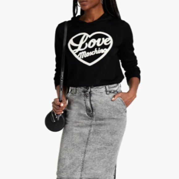 New LOVE MOSCHINO Embroidered wool-blend hoodie size IT48 - Picture 2 of 4